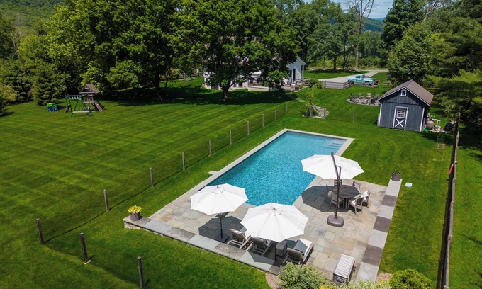 Sharon House | Elegant Modern Farmhouse with Pool and Gardens, steps from Nature Preserve