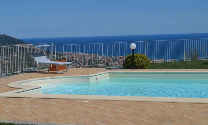 Diano Marina House | Elegant pool villa with fantastic sea view and garden