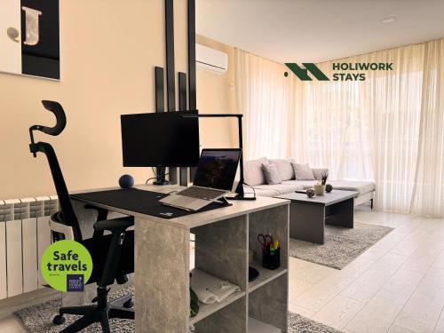 Plovdiv Center Apartment | Elite Business Residence with Free Gym Pass, Street Parking and Full Office Setup