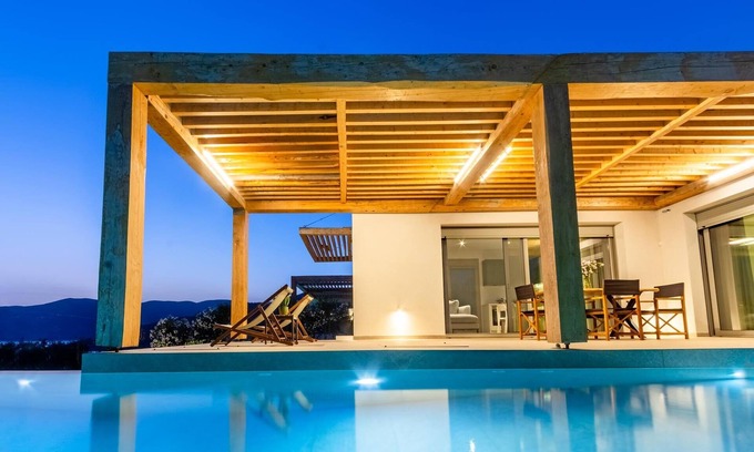 Marantochori Villa | ELYANE VILLAS 3 Luxury Seafront villa with panoramic sea views nr Ammoussa Beach