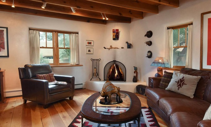 Historic Eastside House | Enchanting, romantic art-filled adobe, lush private gardens, short walk to Plaza