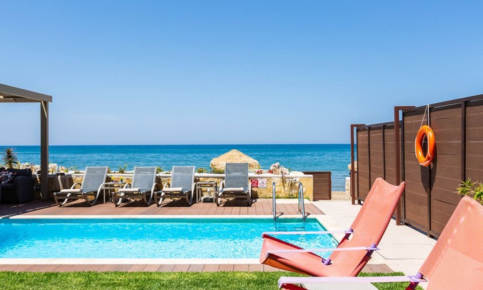 Rethymno Villa | Espera Luxury Beach Front Residence with Pool & BBQ, Walking to Amenities