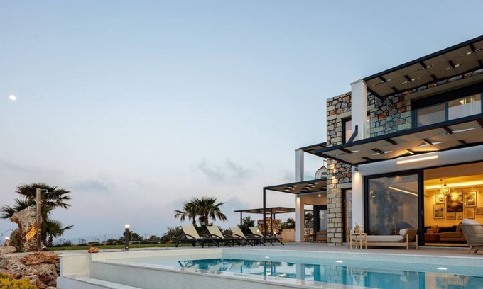 Kefalas Villa | Exclusive Modern Villa with impeccable sea view, private heated pool, hot tub