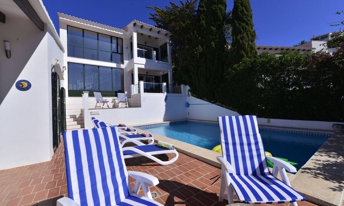 Cala Llonga Villa | Fantastic seafront villa- stunning sea views, steps to beach, private pool, bar.