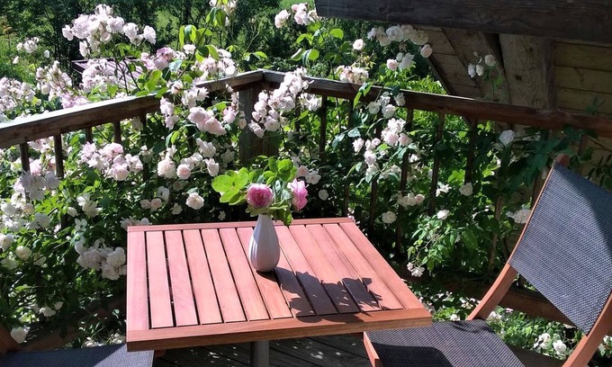 Weilheim Apartment | Ferienwohnung Rose, 45qm mit 1 Schlafzimmer und 1 Wohn-/Schlafzimmer mit Balkon für max. 3 Personen