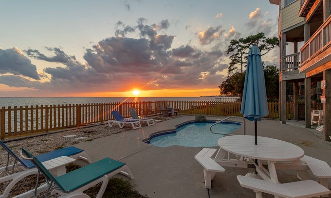 Colington House | Gorgeous pet-friendly soundfront home w/private pool & amazing sunset views!