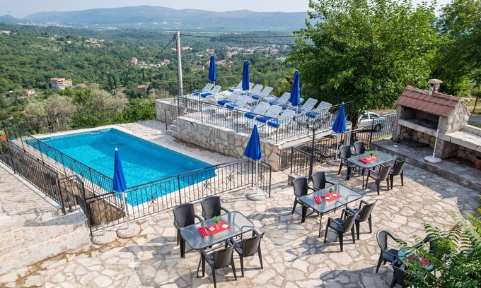 Mrcevac Apartment | Hillside apartment with stunning views of sea and mountains, sea 2 km, pool