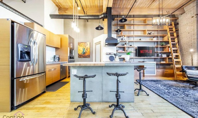 Downtown Edmonton Apartment | Historic JD Loft, Near ICE District, Rogers Place, UG Parking