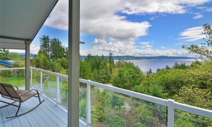Brinnon Apartment | Hot tub on Deck with incredible view of Salish Sea
