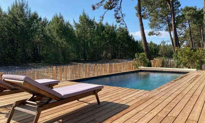 Carcans Plage House | HUT - WOOD HOUSE 400 M OCEAN BEACH CARCANS