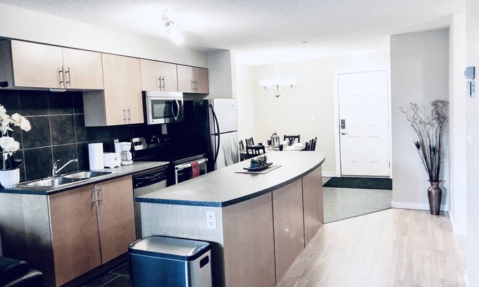 Downtown Edmonton Condo | ICE District 2BDRM A/C Condo W/Laundry + U/Parking