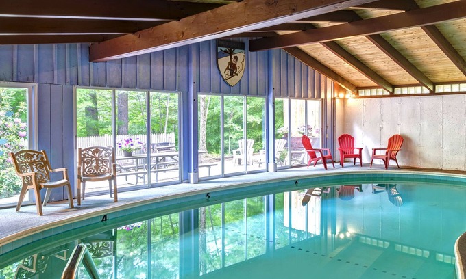 North Conway House | Imagine Floating in Our Heated INDOOR Pool then Relaxing in our Toasty Sauna Too