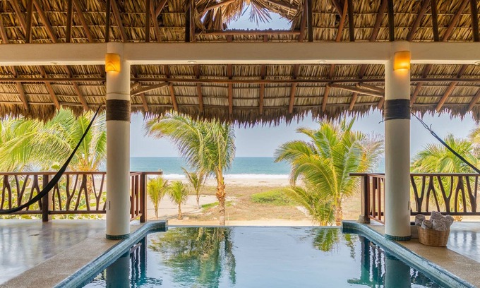Los Tamarindos Villa | Incredible Beachfront Home with Private Patio and Pool with BBQ