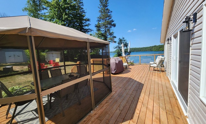 Cayamant Ski Chalet | Incredible view of the lake everywhere with sandy beach!