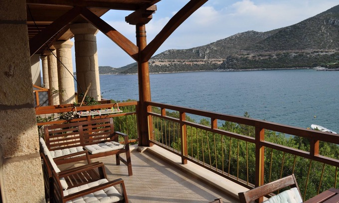 Arkadiko Chorio House | Into The Blue Apartment 2 - A 2-floor apartment with Sea Views right on a pebble