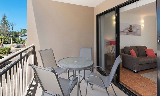 Caloundra Apartment | Joanne Apartments-2 bedroom apartment with garden & pool views from your balcony