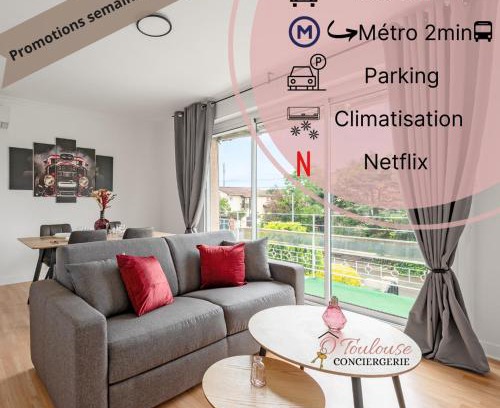 Mirail-Reynerie-Bellefontaine Apartment | L'Élégance Urbaine-clim-parking gratuit dans rue