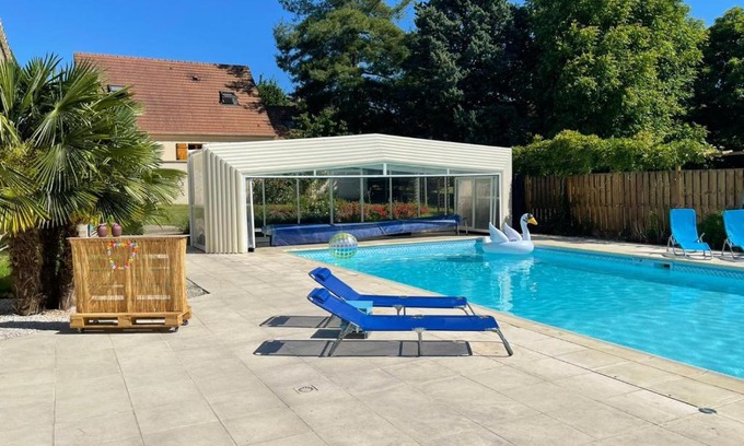 Rosny-sur-Seine House | L'Annexe- guest house avec piscine studio avec coin chambre