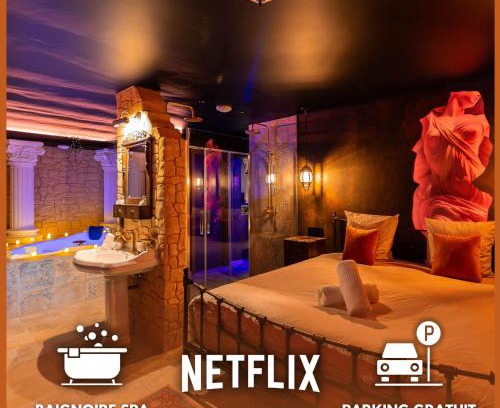 Schirrhein Apartment | La Suite de Vénus - Chambre à thème Love Room Jacuzzi et Pièce Secrète - Évasion pour deux
