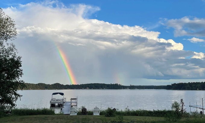 Lake Nebagamon House | Lake Nebagamon lake front home with private dock, short walk from Dairy Queen.