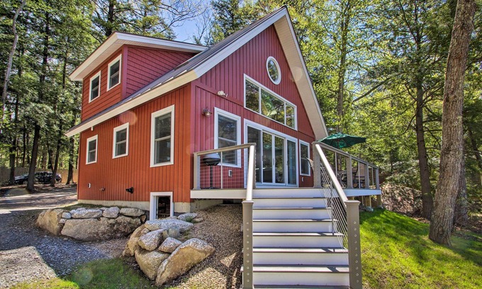 Meredith Cottage | Lakefront Meredith Home: Private Beach & Fire Pit!