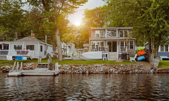 Westminster House | Lakefront; view of ski mountain, firepit, dock, kayaks, laundry, outdoor shower