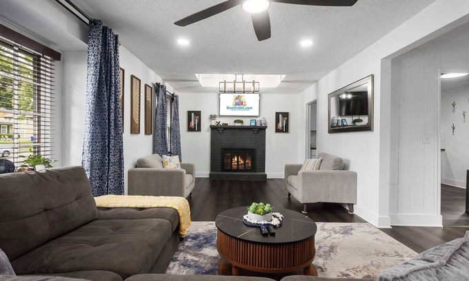 Lenexa House | Large Home Fenced Yard King Beds Arcade