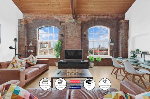 Lansbury Apartment | Large Industrial Style 2 Bedroom Apartment Short Term Rental & Flexible Renting Canary Wharf With Free WiFi