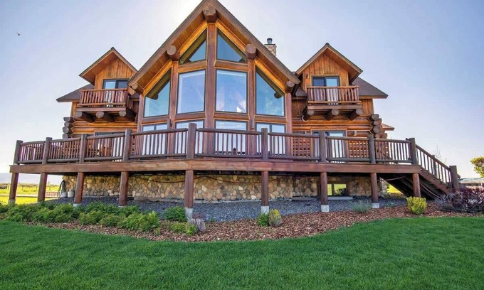 Driggs House | Large Log Home with Hot Tub and Teton Views!