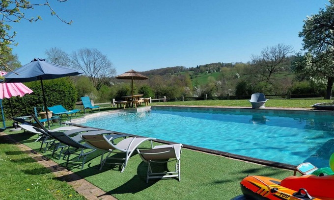Fauguernon House | Large Normandy house with heated pool, 20 minutes from beaches. Pets allowed