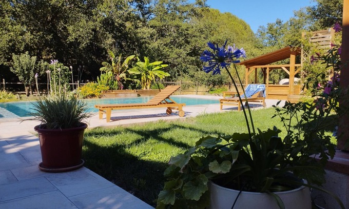 Pollestres Villa | Large Pool under oaks