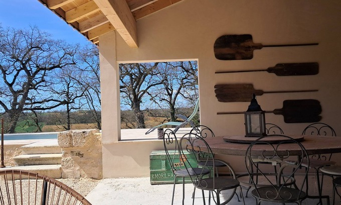 Sarrant House | Large stone gîte for 12 people, swimming pool and boules pitch.