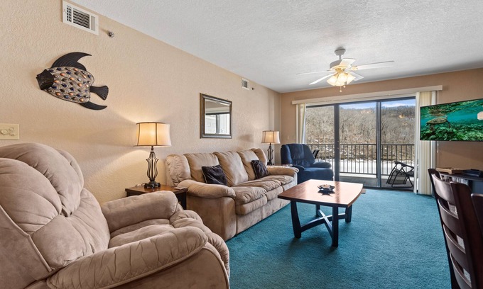 Osage Beach Condo | Lazy E-03 Relaxing view of cove and tree lined shores of the state park!