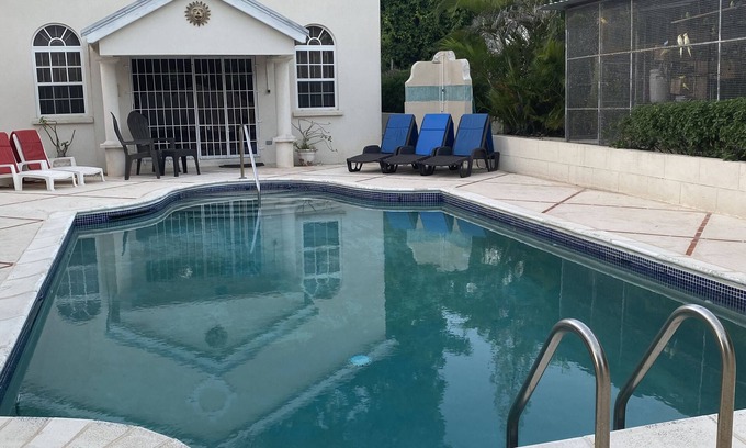 Halcyon Heights Villa | Little Bimshire spacious villa, large pool, private road near shops & bars