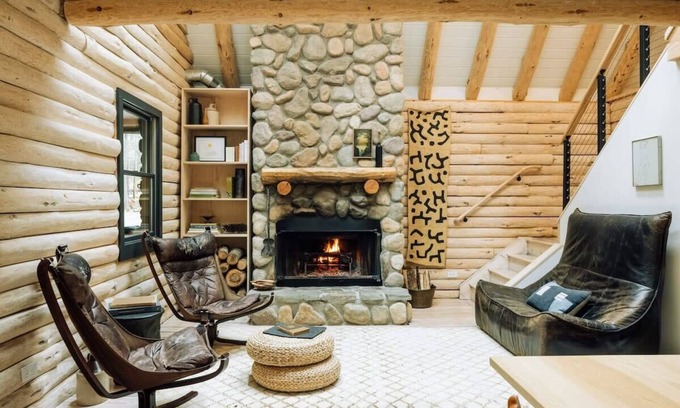 Barryville Cabin | Little River: Waterfront Sauna & Chic Log Cabin