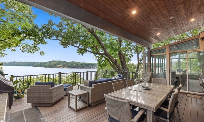 Osage Beach House | Lofted Bluff Sunset Lake Views and Private Boat Dock