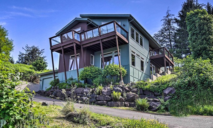 Bay City House | Luxe Coastal Haven w/Bay Views & Hot Tub