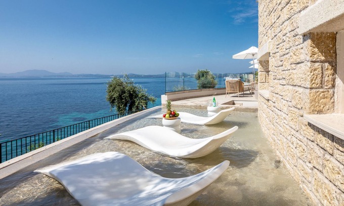 Barbati Villa | Luxurious Villa with seafront view and infinity pool
