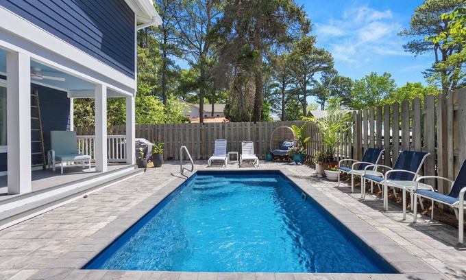 Rehoboth by the Sea House | Luxury 6BR-5.5BA, heated pool, firepit, 2 porches, sheets/twls, beach/baby gear
