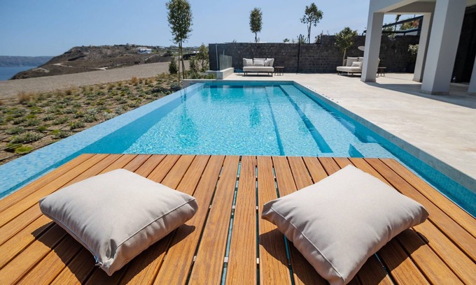 Akrotiri Villa | Luxury Santorini Villa | Villa Opal Heights | 2 Bedrooms | Private Heated Pool.