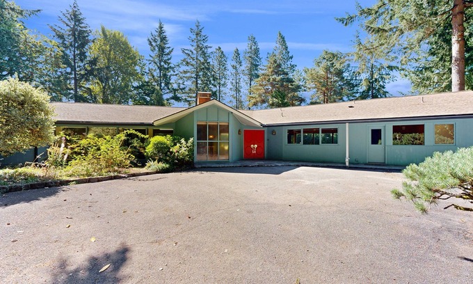 Sylvan-Highlands House | Mid-century modern home with pool, WiFi, BBQ grill, patio, and fireplace