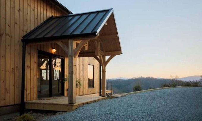 Vilas House | Modern Blue Ridge Mountaintop Timber-Frame Home w/Sauna, Hot Tub and EV Charger