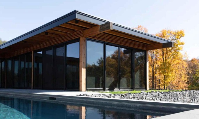 Hudson House | Modern Glass House with Pool & Catskill views in Hudson Valley