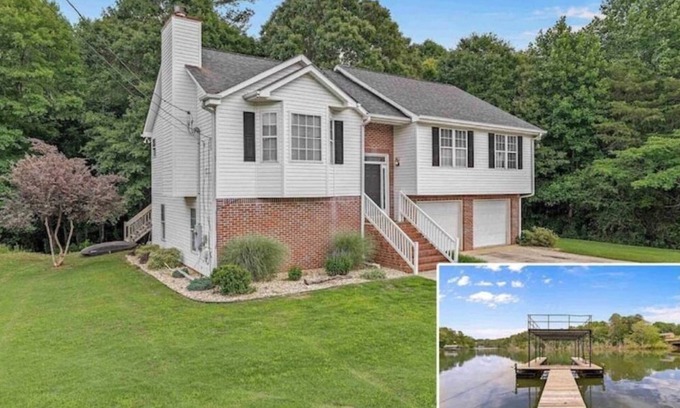 Gainesville House | Modern Lake Home with Private Boat Dock with two story Party Deck in Gainesville