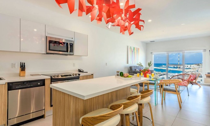 Oranjestad Condo | Modern Luxury 2/BR Condo with Sea View