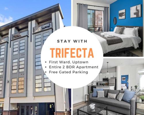 First Ward Apartment | Modern Uptown 2BR Free Parking & Private Balcony