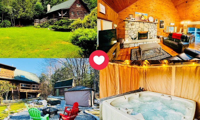 Newfoundland Cabin | Moira's Spacious Log Cabin Retreat: Hot Tub, Fire Pits, Near Lakes & Mountains