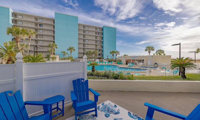 Panama City Beach Apartment | MY HAPPY PLACE TOO! BEACHFRONT! PATIO! FREE BEACH CHAIRS MARCH 1-OCTOBER 31