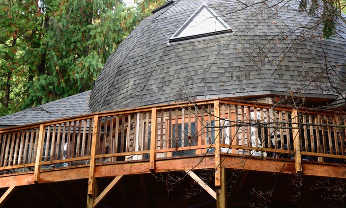 Nelson Cabin | Mystical Geodesic Dome Fairyland in Cool, Shady Forest with Creek & Waterfall