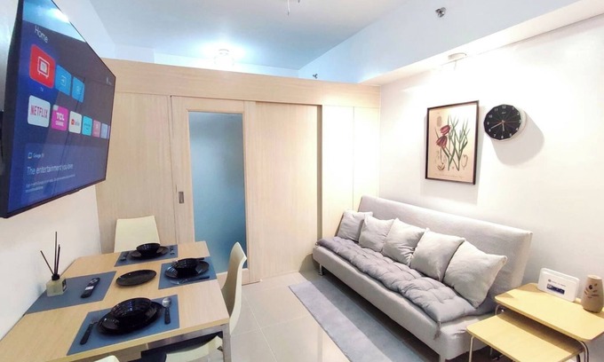 Highway Hills Condo | NEW! 1BR Condo Unit: Linked to Mall & Train Station, Wifi, 55" TV, Pool View